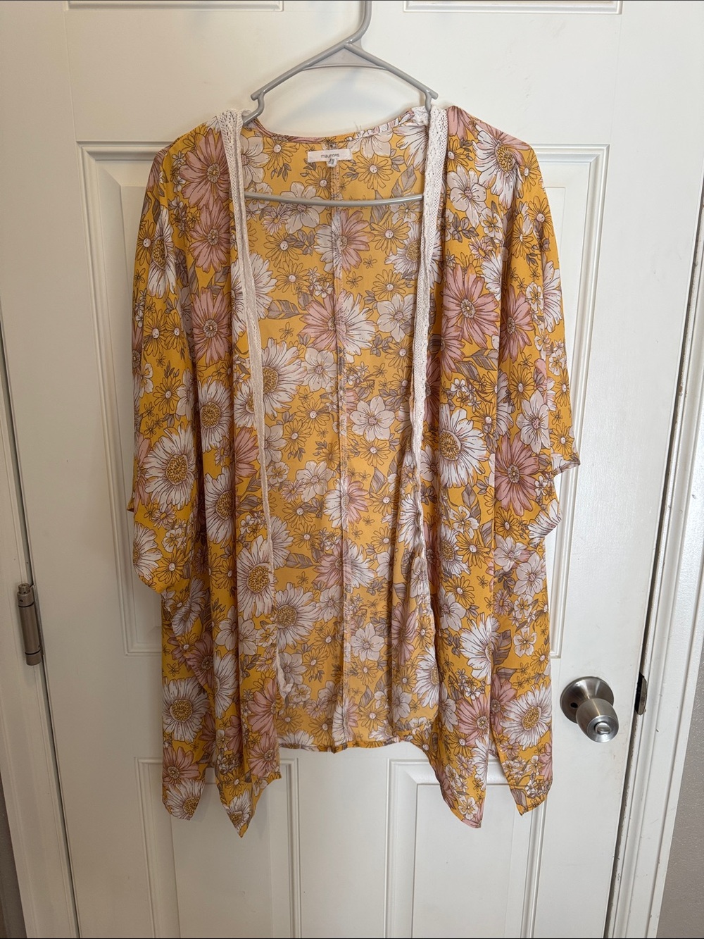 Maurices Mustard Floral Lightweight Kimono